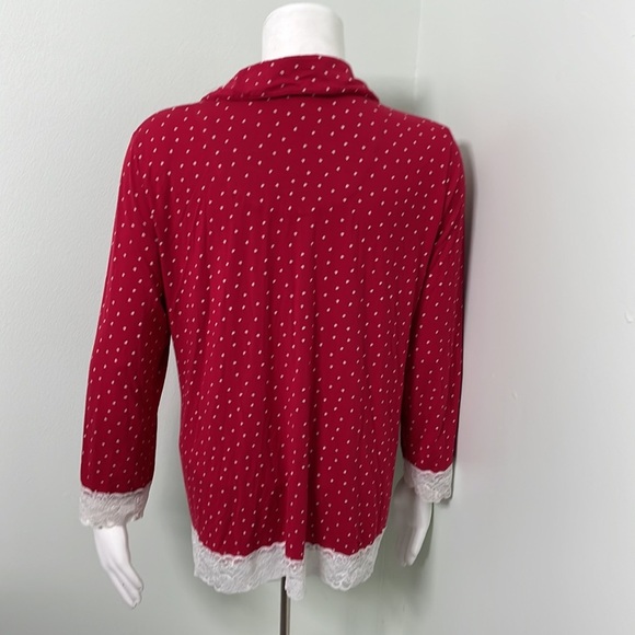 Soma Cool Nights Valentine’s Red heart print long sleeve button down pajama top - Picture 3 of 6